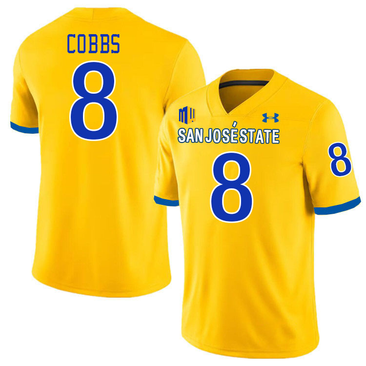 #8 Jordan Cobbs SJSU Jersey,San Jose State Spartans Football Jersey College Uniforms-Gold